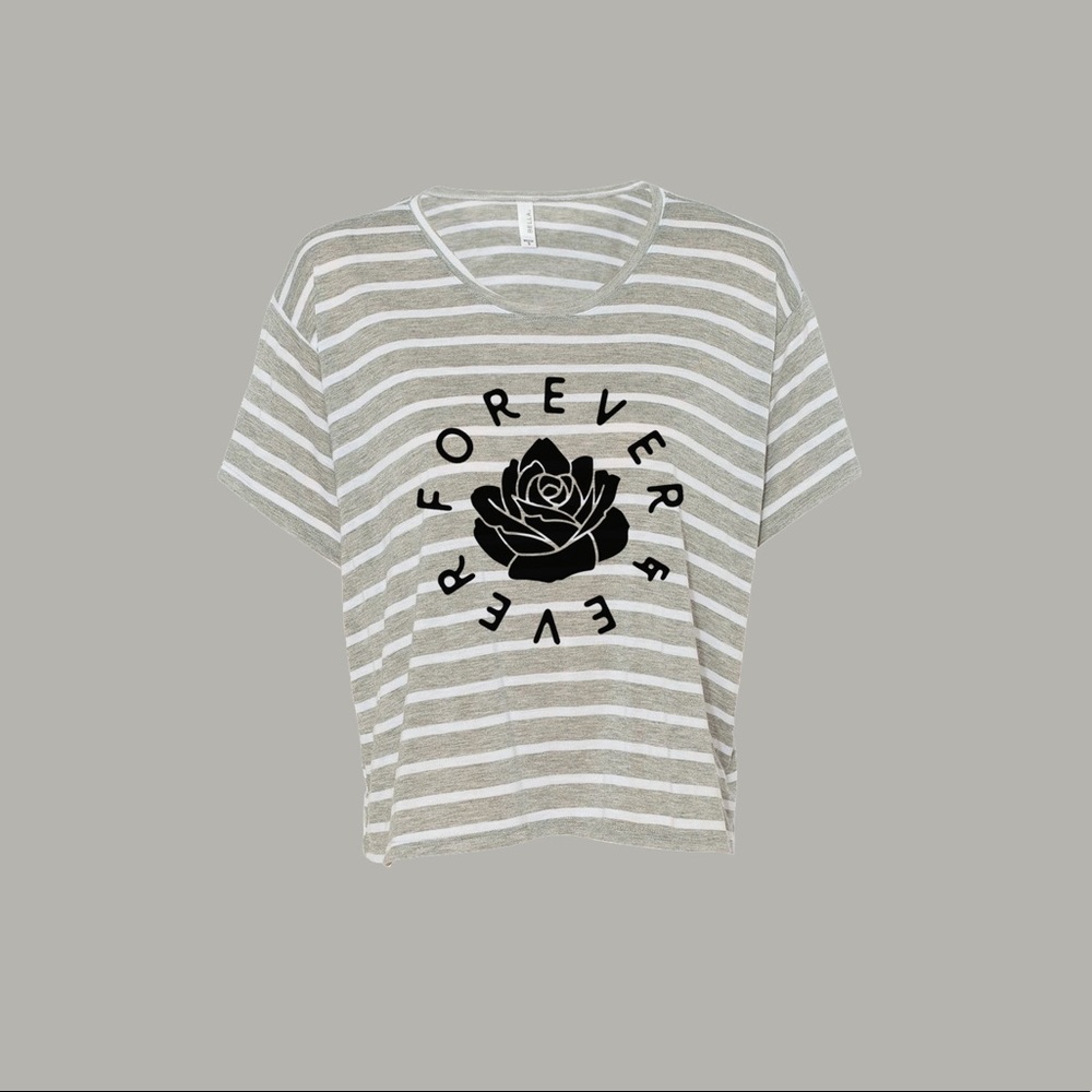 S&H - Stripped, Forever Women's Flowy Crop Top Tee